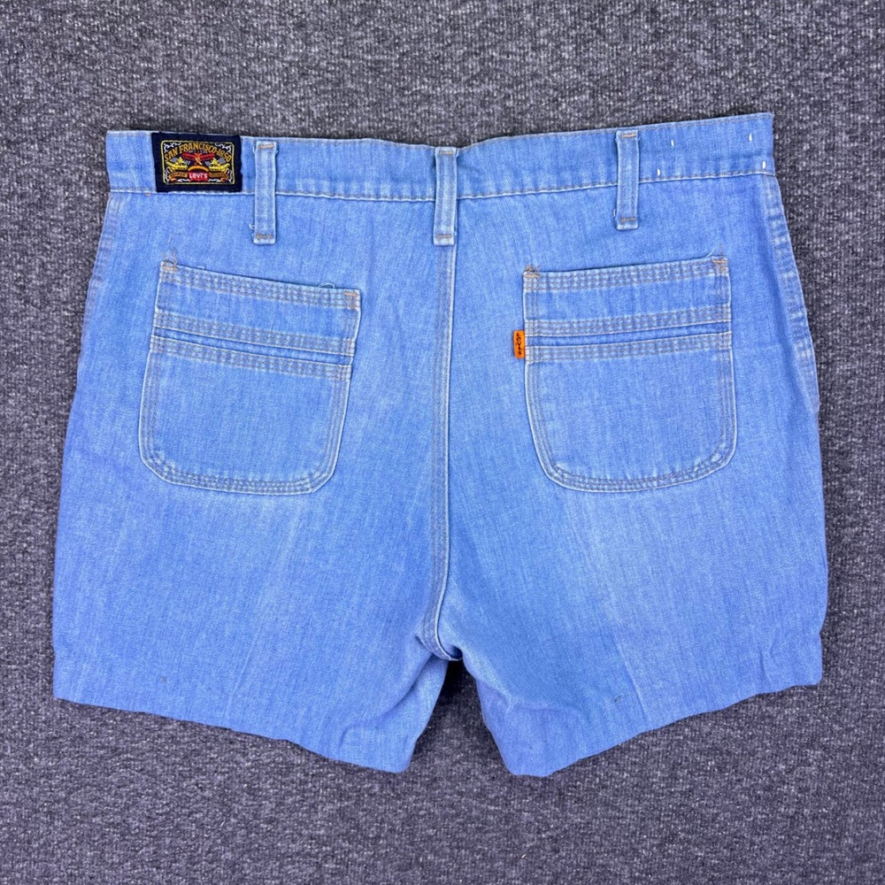 VTG 70s Levis 4406-0811 Denim Shorts Men 34 Light Blue Orange Tab Talon 42 Retro - Picture 2 of 13